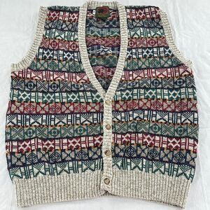 Boston Traders Sweater Vest Mens Extra Large XL Multicolor Patterned Vintage